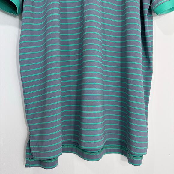 Peter Millar Summer Comfort Golf Polo Shirt | Green Gray Stripe | SZ XL - Picture 4 of 9